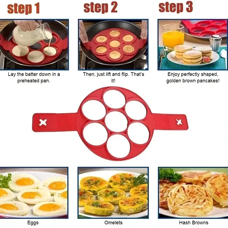 سيليكون 7 حفرة مقلاة دائرية ال - مراجعة Egg Waffle Pan وسعره